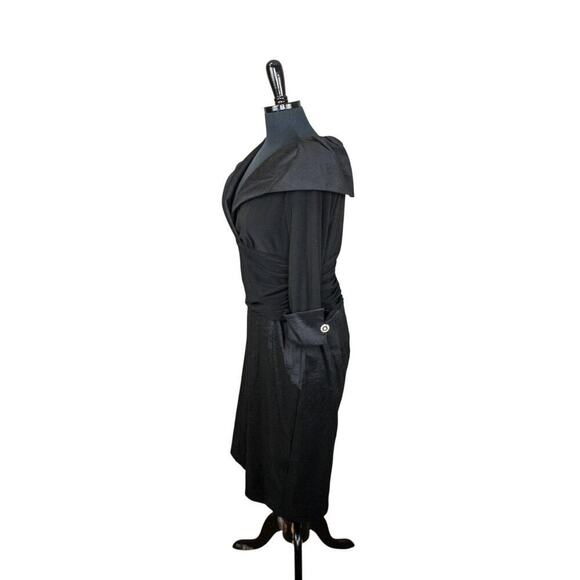 Joseph Ribkoff Black Cocktail Event Dress Portrait Collar Classic 14 - Picture 2 of 5